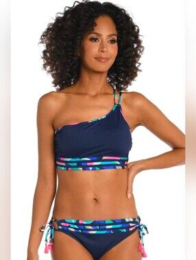La Blanca Painted Leaves One Shoulder Women’s Bikini Top